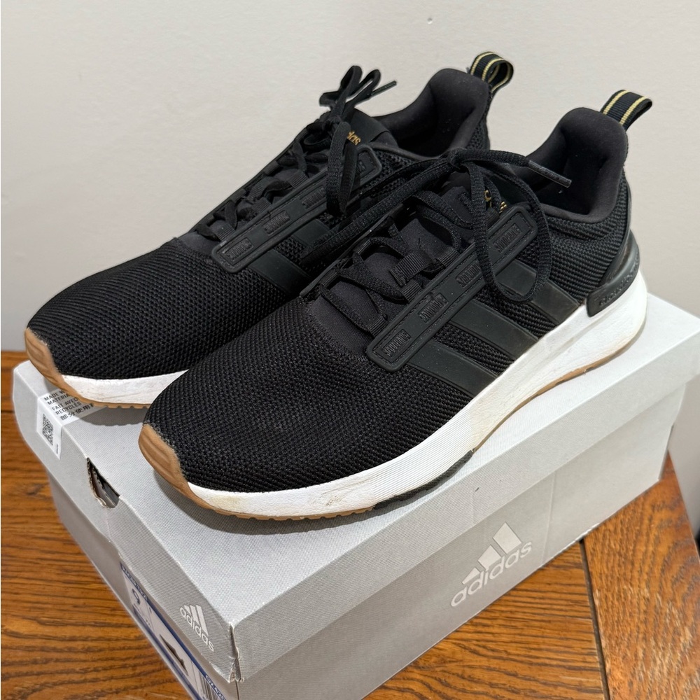 adidas Women’s Black Knit Sneakers with White Midsole and Gum Outsole